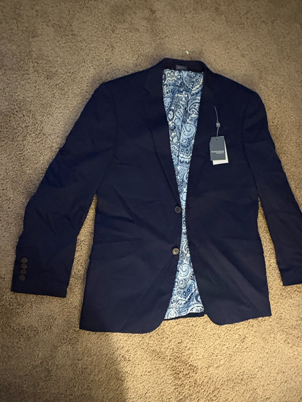 Madison Navy Sport Coat with Paisley Lining